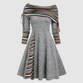 Benita - Modisches langärmeliges Kleid mit Kordelzug und modischem Muster