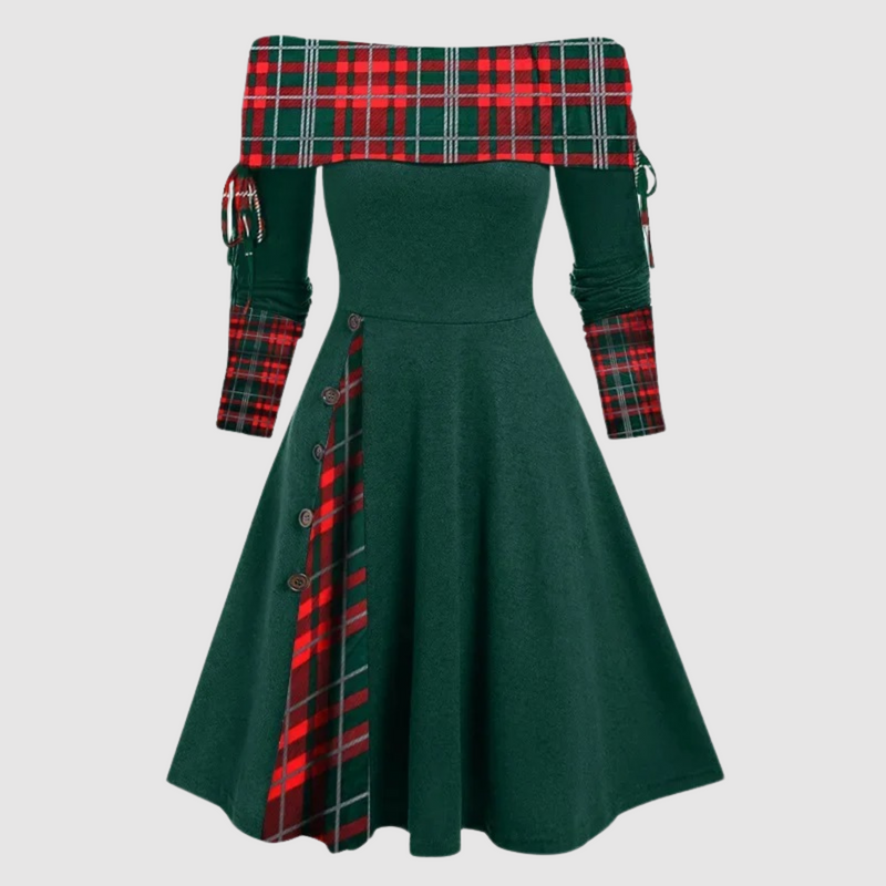 Benita - Modisches langärmeliges Kleid mit Kordelzug und modischem Muster