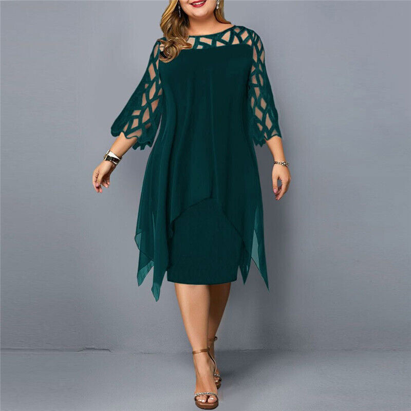 Hannah – Modisches Midikleid mit Rundhalsausschnitt und langen Ärmeln
