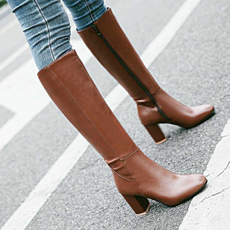 Alina – Kniehohe Stiefel mit Reißverschluss und rutschfester Sohle für Komfort