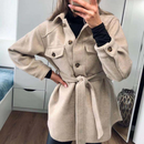 Alina - Langärmeliger Mittlere Länge Mantel Mit Knöpfen