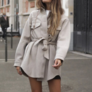 Alina - Langärmeliger Mittlere Länge Mantel Mit Knöpfen