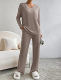 Emma - V Ausschnitt Lang Ärmel Pullover Mit Langen Hosen Zweiteiliges Set