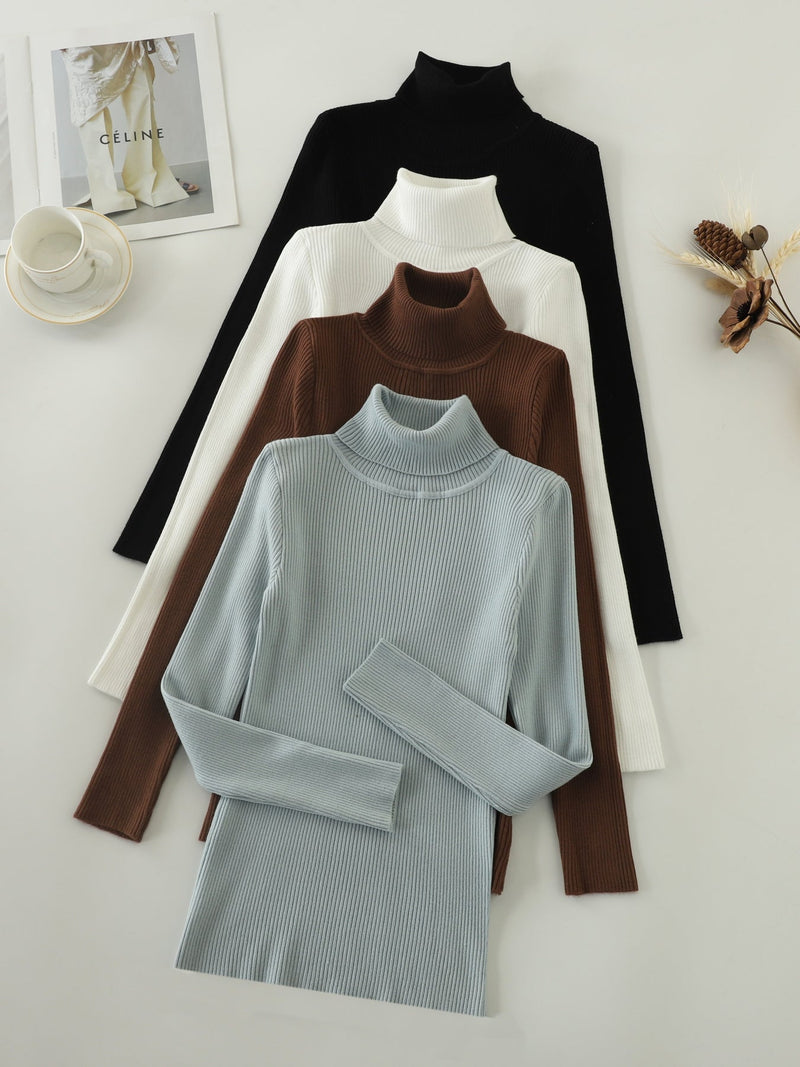 Mia - Bequem Langärmelig Rollkragenpullover