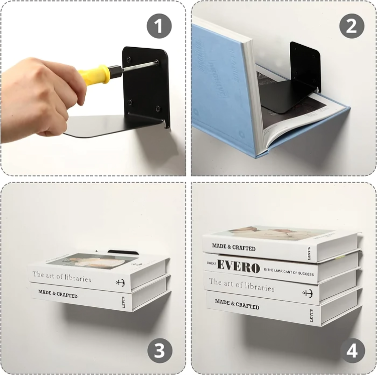 BookGlide - Unsichtbare schwebende Bücherregale für eine stilvolle und platzsparende Wandpräsentation