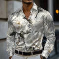 Caspian - Langarmshirt mit künstlerischem Print und klassischer Knopfleiste