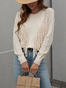 Ylvia - Bequemer Rundhalsausschnitt lockerer Pullover mit langen Ärmeln