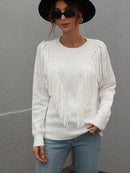 Ylvia - Bequemer Rundhalsausschnitt lockerer Pullover mit langen Ärmeln