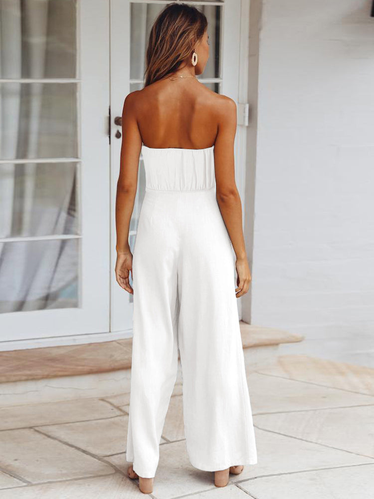 Veronica – Stylischer Off Schulter Jumpsuit mit ärmellosem Schnitt und weitem Bein