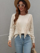 Ylvia - Bequemer Rundhalsausschnitt lockerer Pullover mit langen Ärmeln