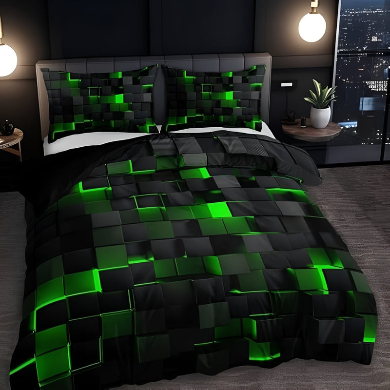 EleHome – Stilvolles 3-teiliges Bettwäscheset mit geometrischem Design und Kissenbezügen