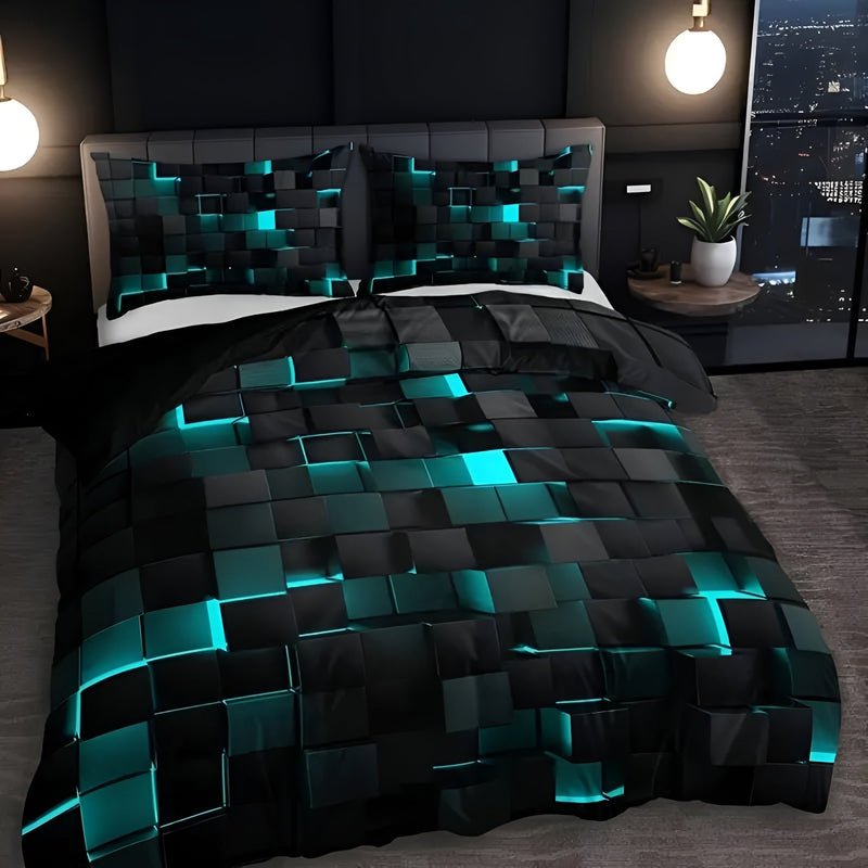 EleHome – Stilvolles 3-teiliges Bettwäscheset mit geometrischem Design und Kissenbezügen