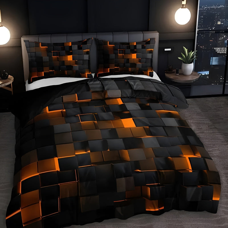 EleHome – Stilvolles 3-teiliges Bettwäscheset mit geometrischem Design und Kissenbezügen