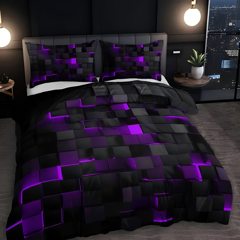 EleHome – Stilvolles 3-teiliges Bettwäscheset mit geometrischem Design und Kissenbezügen