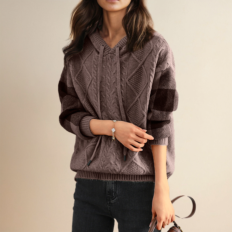 Emma - Bequemer Langarmpullover mit Kapuze und Kordelzug