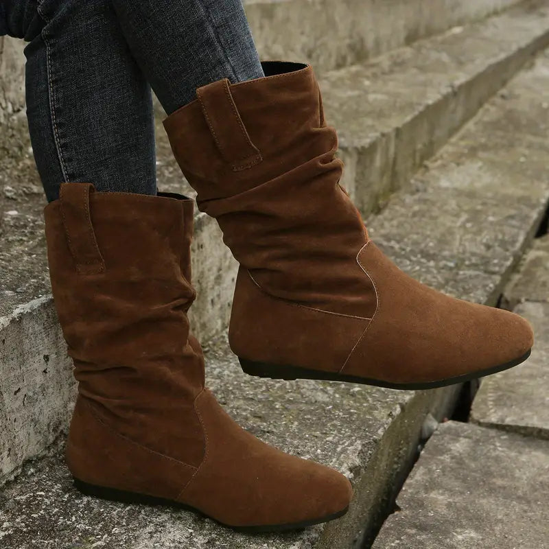 Gitta - Runder Stiefel mit mittlerer Wade und rutschfester Sohle für Komfort