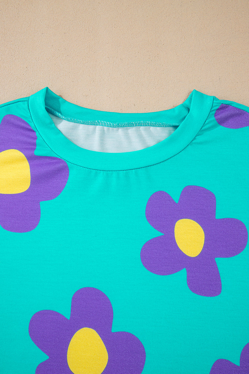 Maya – Modernes Langarmshirt mit floralen Akzenten und Blockdesign