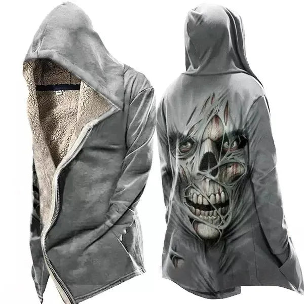 Axel - Langärmelig Kapuze Jacke Mit Weinlese Schädel Drucken