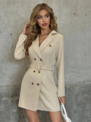 Amara - Langärmelig Reverskragen Gürtel Trenchcoat