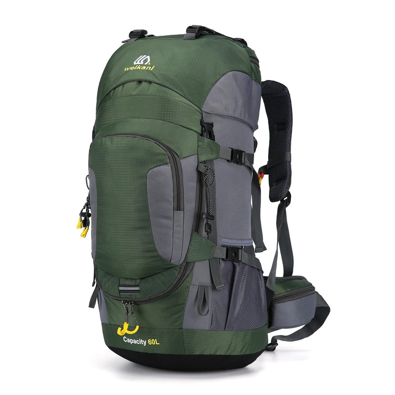 AdventurePro – Großer 60-Liter-Outdoor-Rucksack mit mehreren Taschen und Hüfttasche