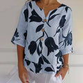 Hedda – Bluse mit V Ausschnitt und kurzen Ärmeln und Blumenmuster