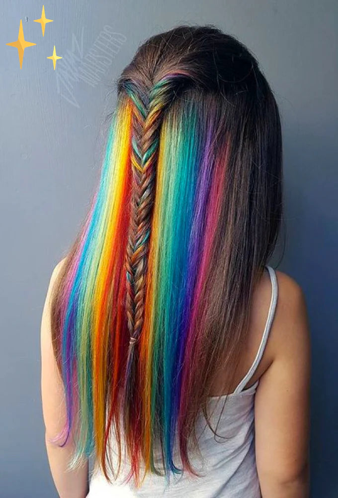 RainbowLocks - Klipp in Haarverlängerungen 26 Stück in Regenbogen Farben