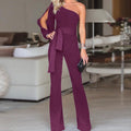 Amelie – Eine Schulter Schlanke Passform Jumpsuit mit offenen Ärmeln für einen modernen Look