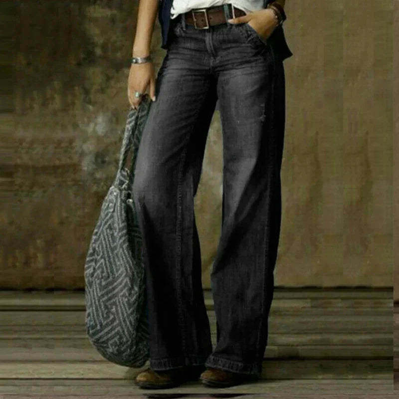 Marlene - Elegante knöchellange Hose mit weitem Bein lockerem Sitz und Taschen