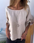 Monika – Elegantes Rundhalsshirt mit langen Ärmeln und lockerer Passform