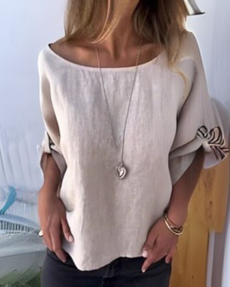 Monika – Elegantes Rundhalsshirt mit langen Ärmeln und lockerer Passform