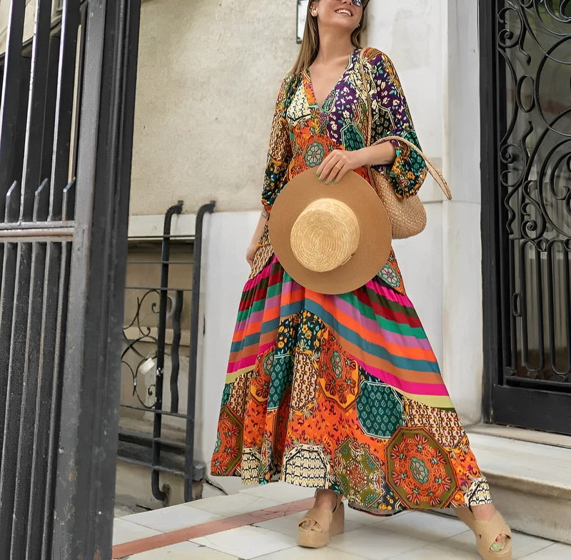 Serelune – Boho-Maxikleid mit fließender Passform und romantischen Details