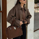 Alina - Warme Langärmelig Daunen Kragen Jacke Mit Reißverschluß