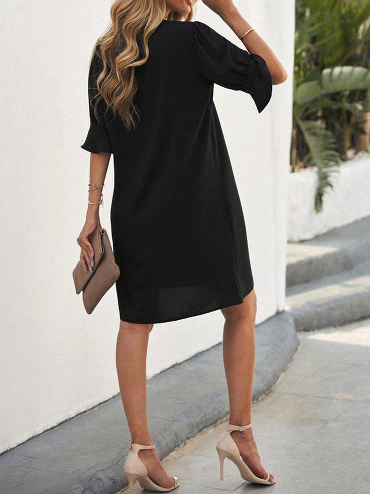 Ella - Elegantes Midikleid Mit V Ausschnitt