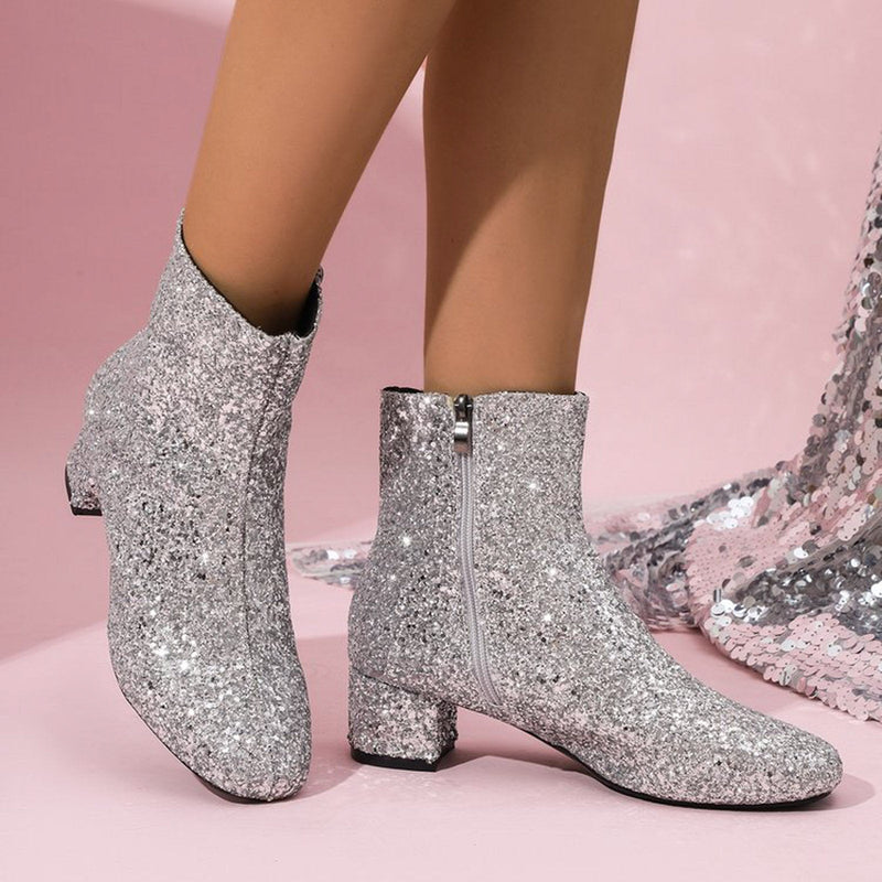 Farina - Modische Stiefelette mit Blockabsatz und seitlichem Reißverschluss