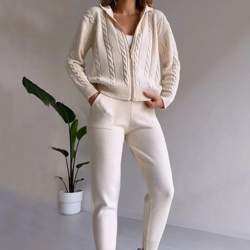 Hannah - Langärmeliger Pullover Mit Schlanke Hosen Handbesticktes Zweiteilig Satz