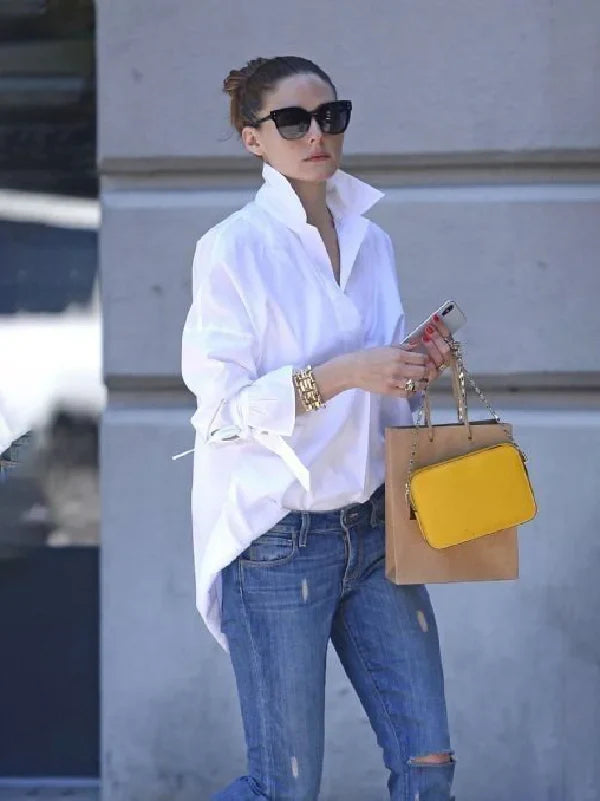 Emilia – Langarmshirt mit Umlegekragen und Knopfleiste