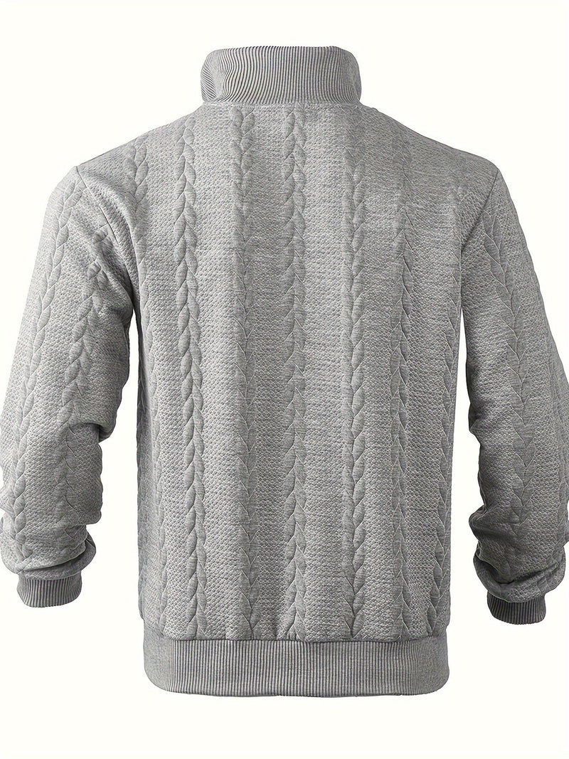 Klaus - Warmer langärmeliger Halber Reißverschluss Strickpullover