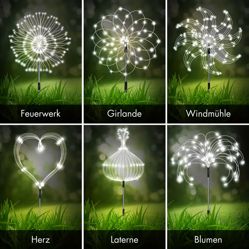 SparkGlow - Wasserdicht LED Solar Garten Feuerwerk Beleuchtung