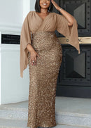 Zarine – Stilvolles Slim Fit Kleid mit V Ausschnitt ausgestellten Ärmeln und Schlitz Rückseite