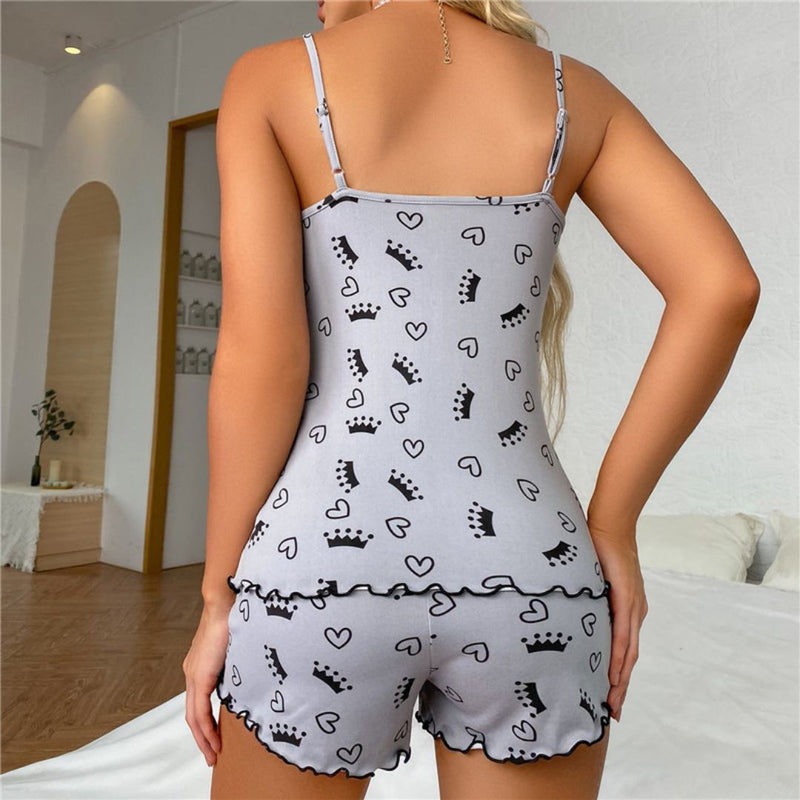 Miray – Lässiges V-Ausschnitt Pyjama Satz mit Oberteilen und Shorts für mehr Komfort