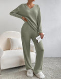 Emma - V Ausschnitt Lang Ärmel Pullover Mit Langen Hosen Zweiteiliges Set