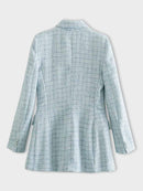 Zehra - Karierter Blazer mit Reverskragen langen Ärmeln und Knöpfen