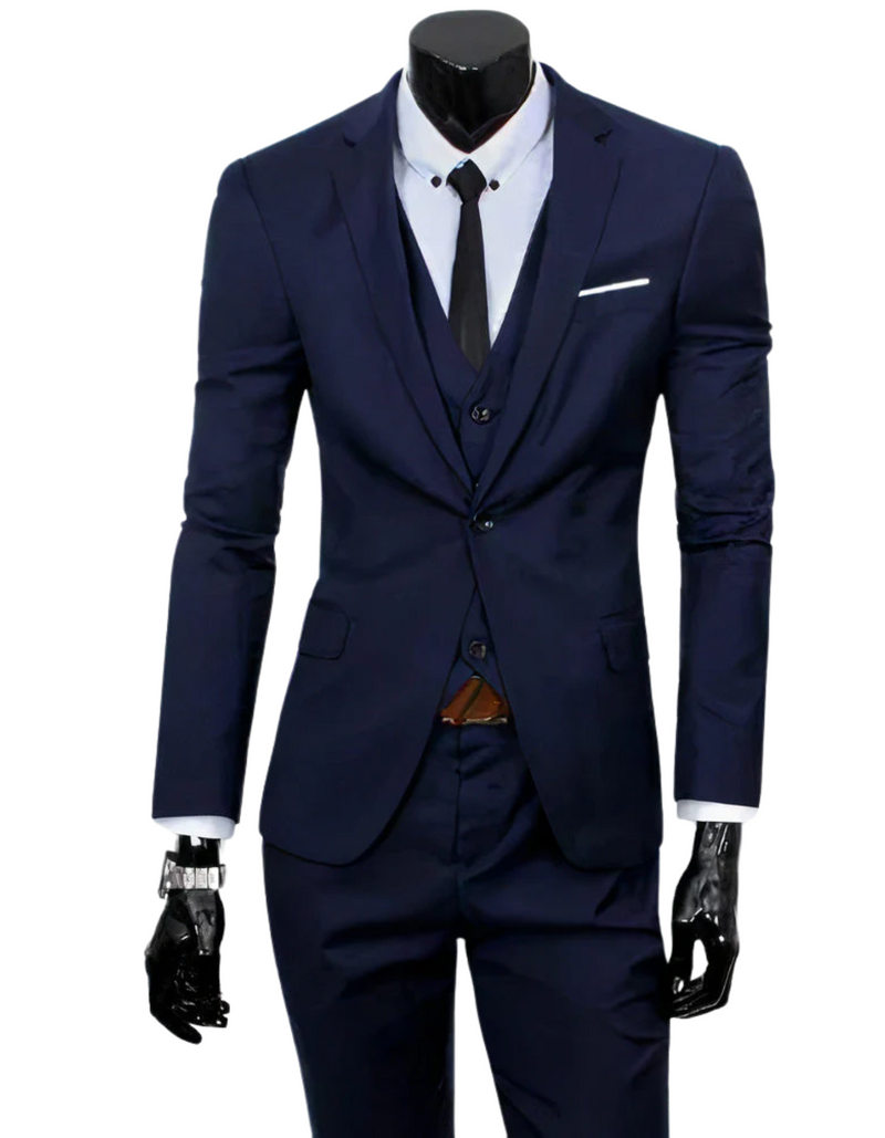 Baldwin - 3 teiliger Anzug mit Reverskragen Blazer ärmelloser Weste und schmaler Hose