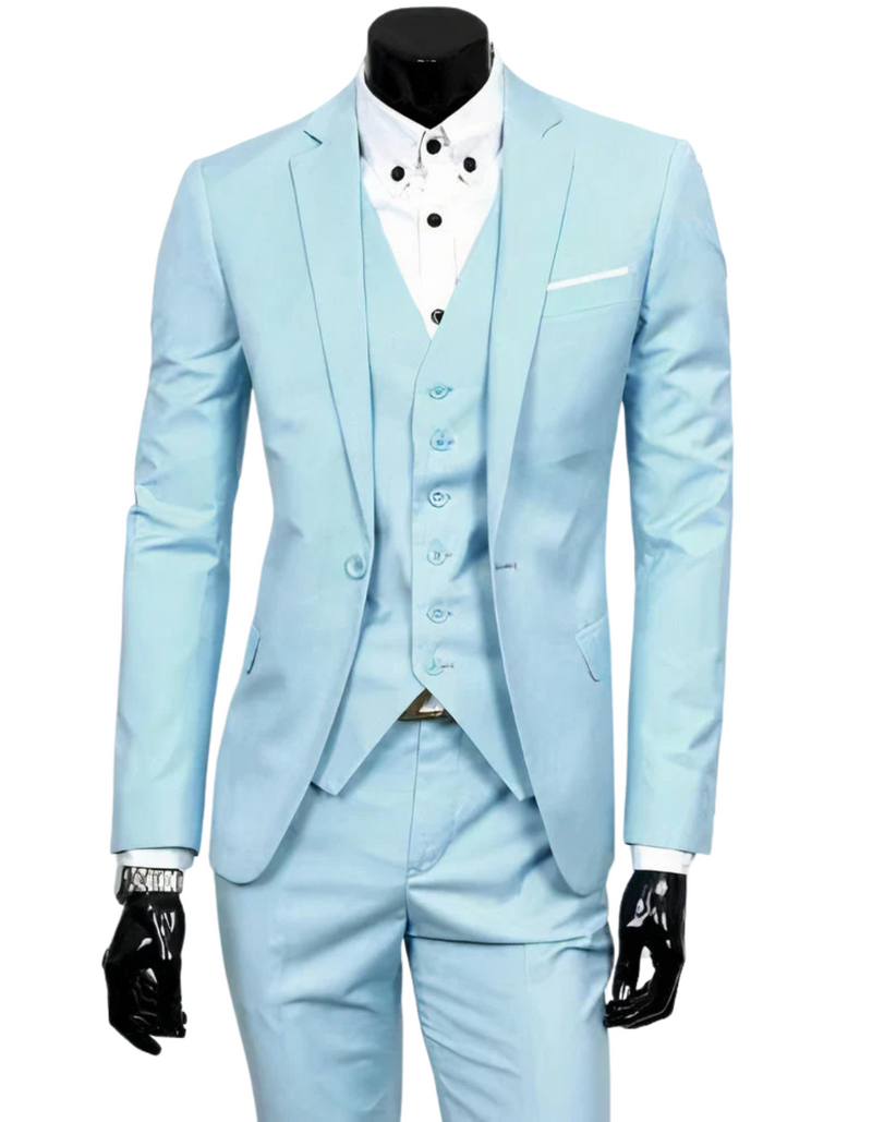 Baldwin - 3 teiliger Anzug mit Reverskragen Blazer ärmelloser Weste und schmaler Hose