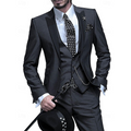 Eike - Lässiger 3 teiliger Anzug mit Reverskragen Blazer ärmellose Weste und Hose