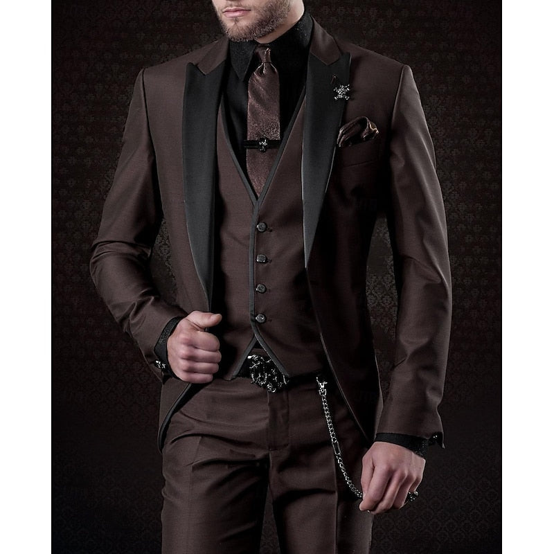 Eike - Lässiger 3 teiliger Anzug mit Reverskragen Blazer ärmellose Weste und Hose