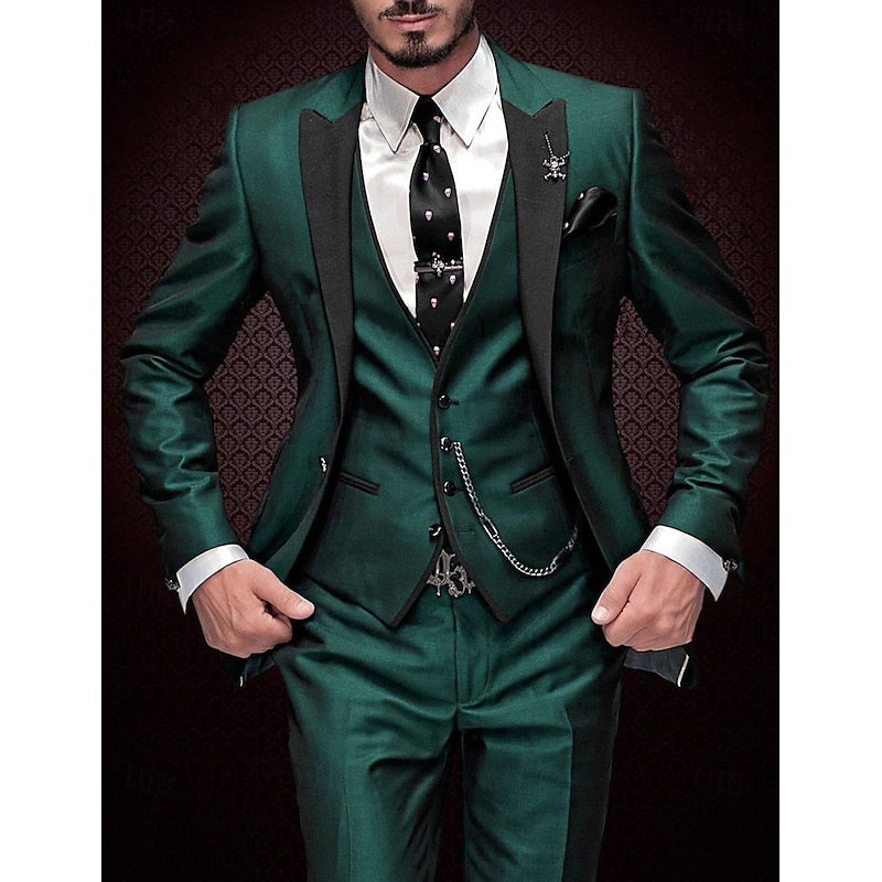 Eike - Lässiger 3 teiliger Anzug mit Reverskragen Blazer ärmellose Weste und Hose