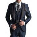 Eike - Lässiger 3 teiliger Anzug mit Reverskragen Blazer ärmellose Weste und Hose