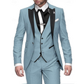 Eike - Lässiger 3 teiliger Anzug mit Reverskragen Blazer ärmellose Weste und Hose