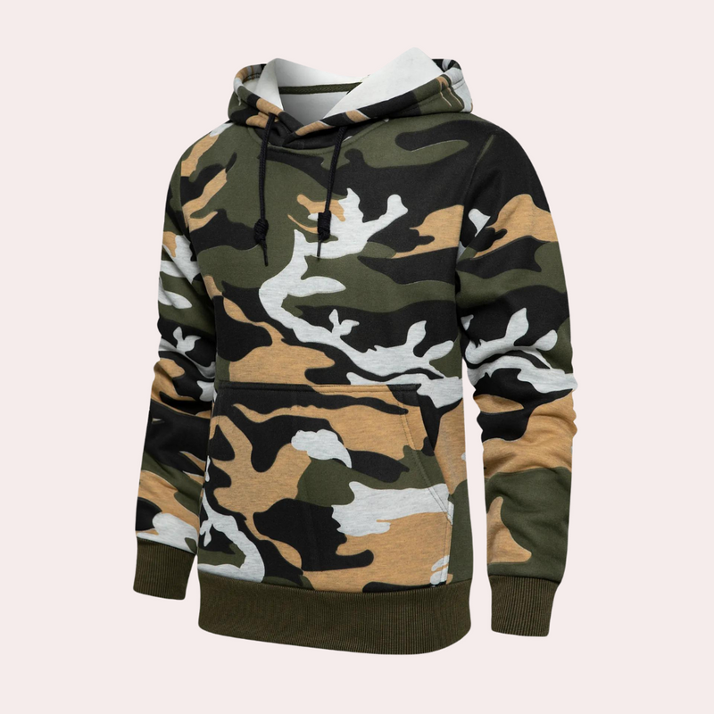 Elias - Bedruckter Kapuzenpullover mit langen Ärmeln verstellbarem Kordelzug und Taschen